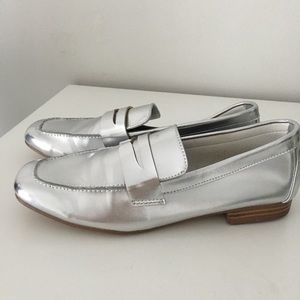 Silver Loafers Flats